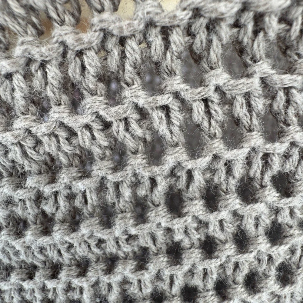 Abercrombie & Fitch Polo Shirt Mens Medium Taupe Brown Crochet Open Stitch